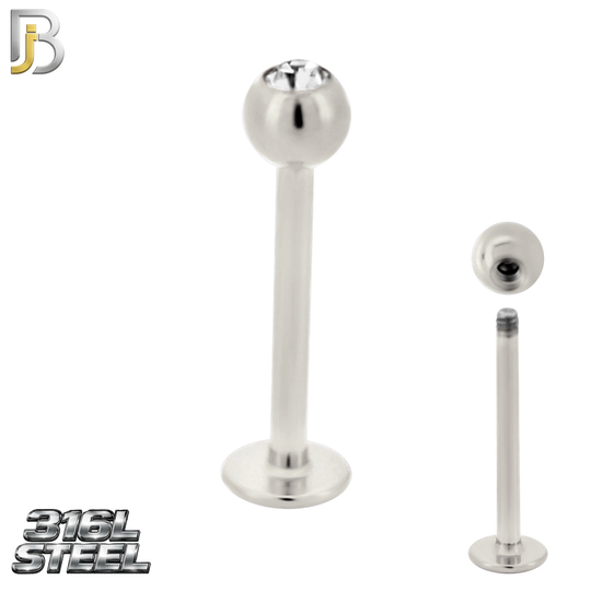 LB06SC - 316L Surgical Steel Labret Screw Ball with CZ External Threaded (PACK OF 6)