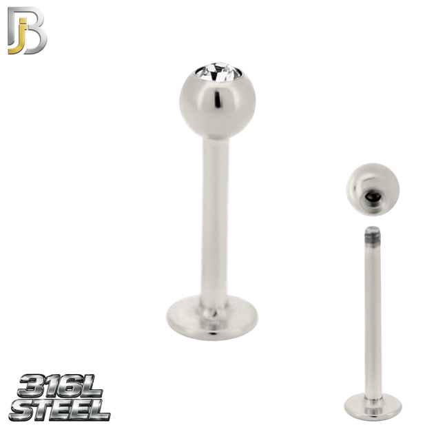 LB06SC - 316L Surgical Steel Labret Screw Ball with CZ External Threaded (PACK OF 6)