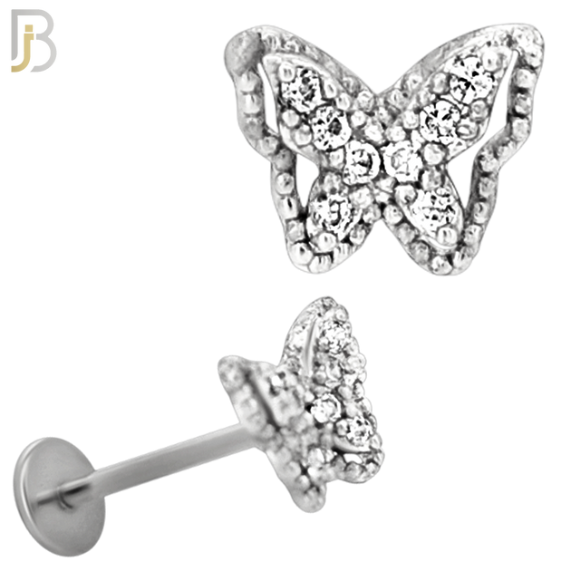 LB35 - 18g - 316L Surgical Steel Butterfly Flat Back Labret