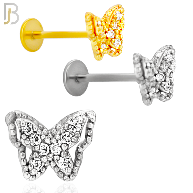 LB35 - 18g - 316L Surgical Steel Butterfly Flat Back Labret