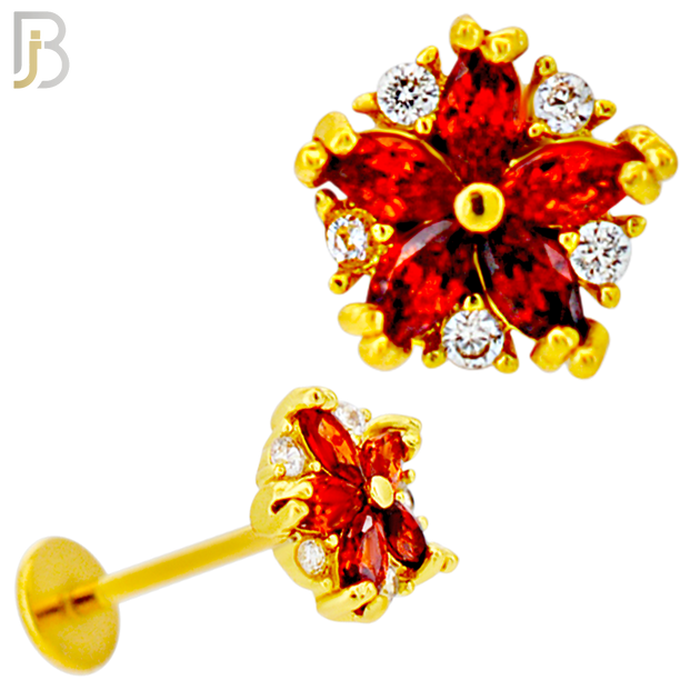 LB39 - 18g - 316L Surgical Steel Flower Flat Back Labret