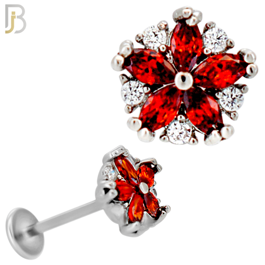 LB39 - 18g - 316L Surgical Steel Flower Flat Back Labret