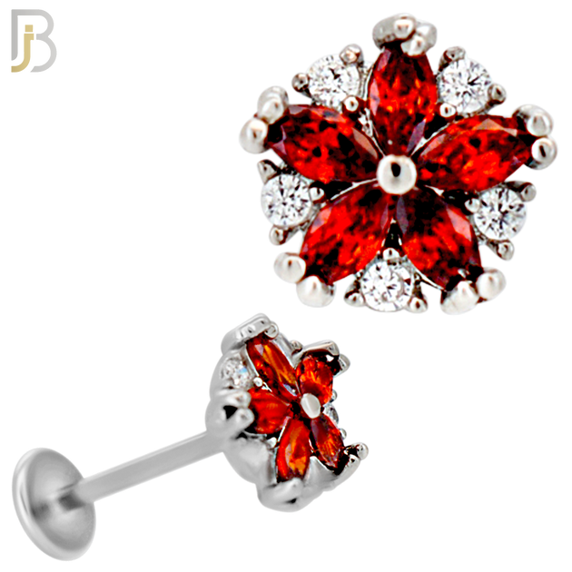 LB39 - 18g - 316L Surgical Steel Flower Flat Back Labret