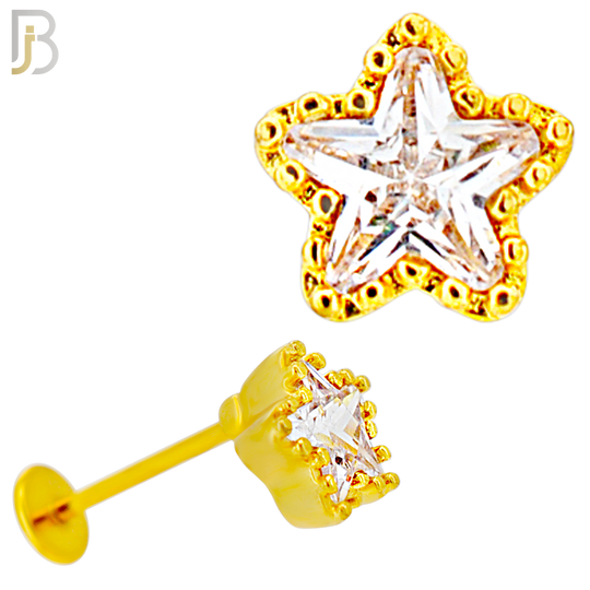 LB40 - 18g - 316L Surgical Steel Star Flat Back Labret