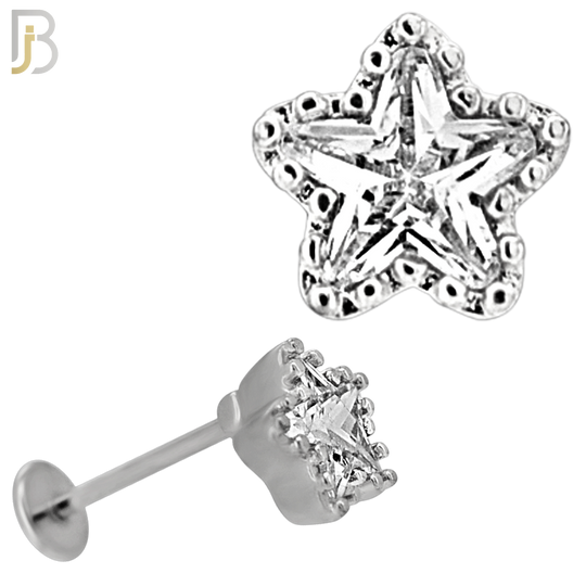 LB40 - 18g - 316L Surgical Steel Star Flat Back Labret