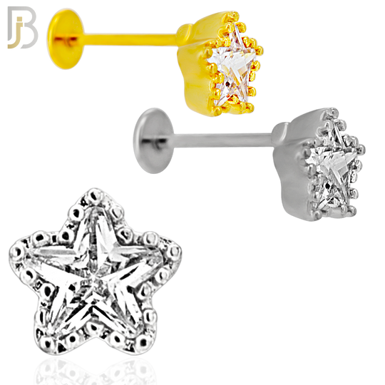 LB40 - 18g - 316L Surgical Steel Star Flat Back Labret