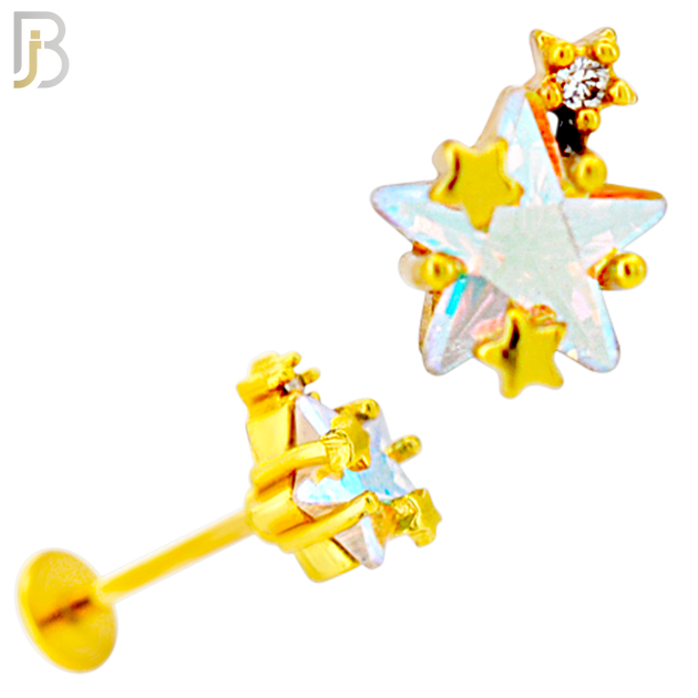 LB41 - 18g - 316L Surgical Steel Star Flat Back Labret