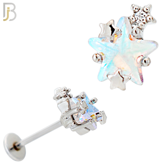 LB41 - 18g - 316L Surgical Steel Star Flat Back Labret