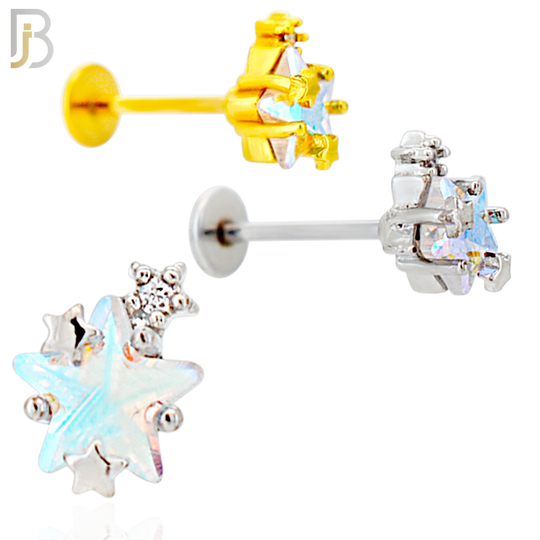 LB41 - 18g - 316L Surgical Steel Star Flat Back Labret