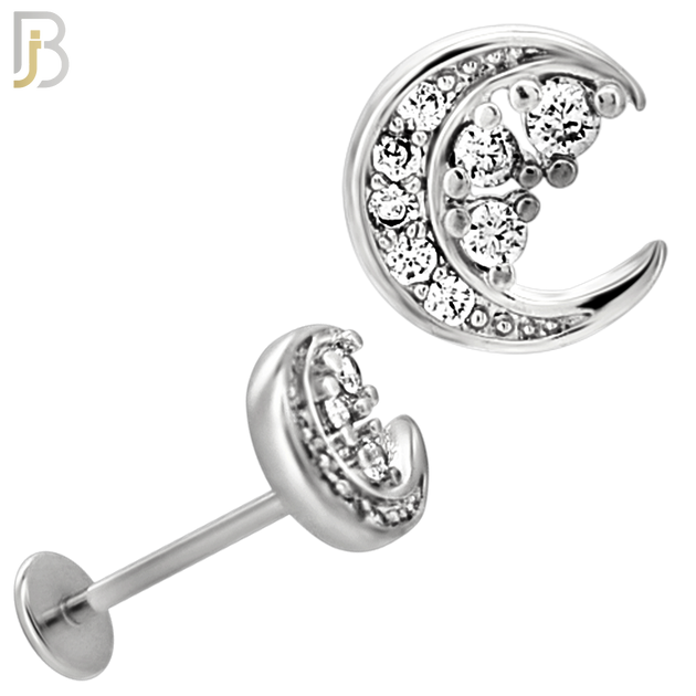LB42 - 18g - 316L Surgical Steel Moon Flat Back Labret