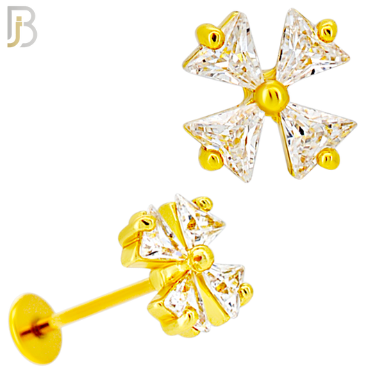 LB44 - 18g - 316L Surgical Steel Bolnisi Cross Flat Back Labret