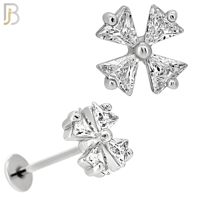 LB44 - 18g - 316L Surgical Steel Bolnisi Cross Flat Back Labret