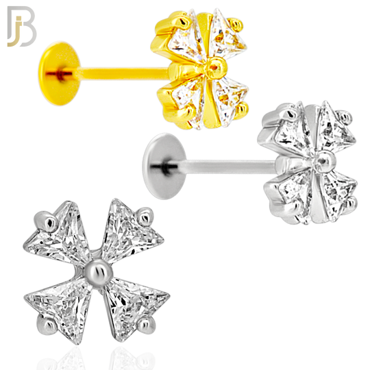 LB44 - 18g - 316L Surgical Steel Bolnisi Cross Flat Back Labret