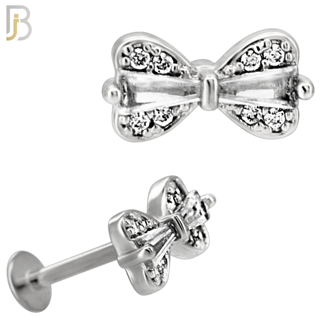 LB46 - 18g - 316L Surgical Steel Bow Tie Flat Back Labret