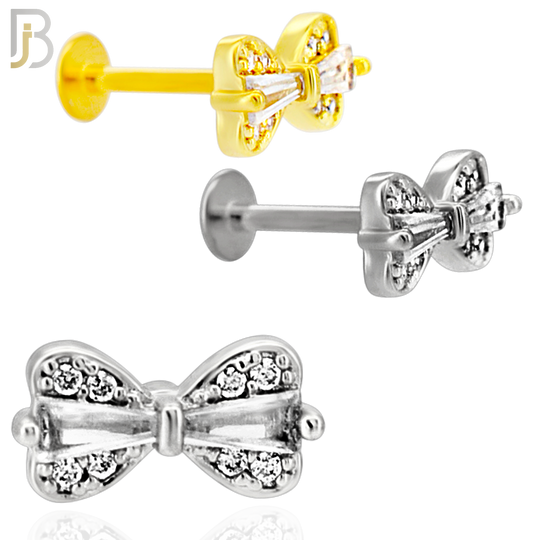 LB46 - 18g - 316L Surgical Steel Bow Tie Flat Back Labret