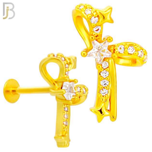 LB47 - 18g - 316L Surgical Steel Lace Ribbon Flat Back Labret