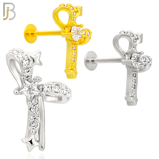 LB47 - 18g - 316L Surgical Steel Lace Ribbon Flat Back Labret