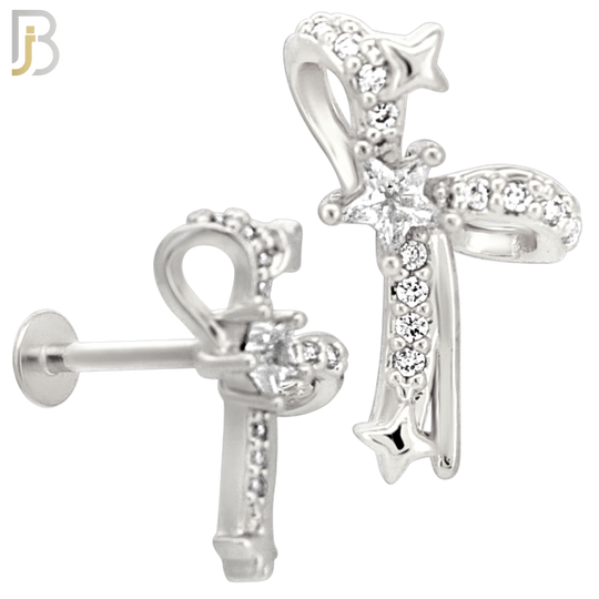 LB47 - 18g - 316L Surgical Steel Lace Ribbon Flat Back Labret