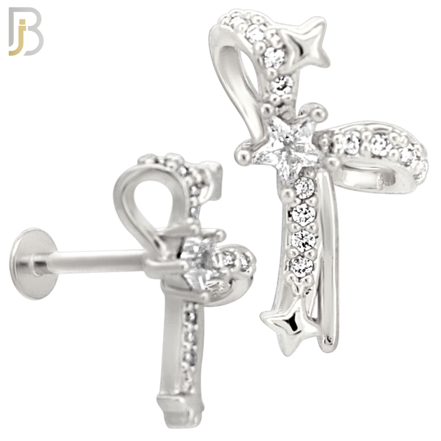 LB47 - 18g - 316L Surgical Steel Lace Ribbon Flat Back Labret