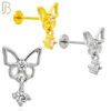 316L Steel Butterfly CZ Flat Back Labret Jewelry