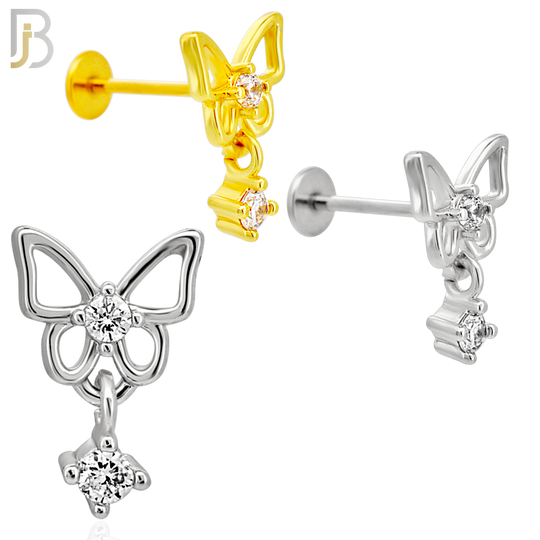 316L Steel Butterfly CZ Flat Back Labret Jewelry
