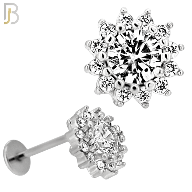 LB50 - 18g - 316L Surgical Steel Flower Cluster Stud Flat Back Labret