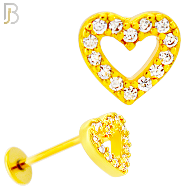 LB51 - 18g - 316L Surgical Steel Heart Flat Back Labret