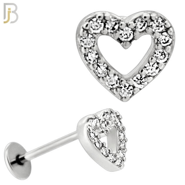 LB51 - 18g - 316L Surgical Steel Heart Flat Back Labret