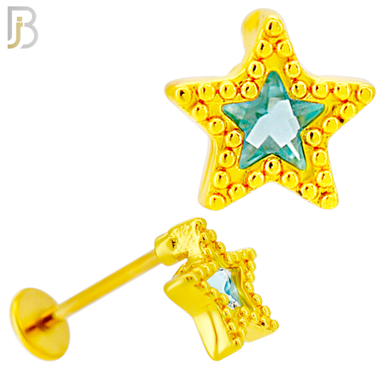 LB52 - 18g - 316L Surgical Steel Star Flat Back Labret