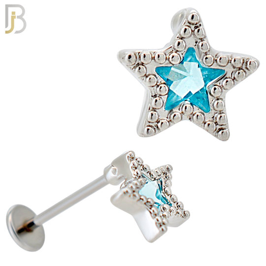 LB52 - 18g - 316L Surgical Steel Star Flat Back Labret