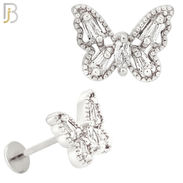 LB53 - 18g - 316L Surgical Steel Butterfly Flat Back Labret