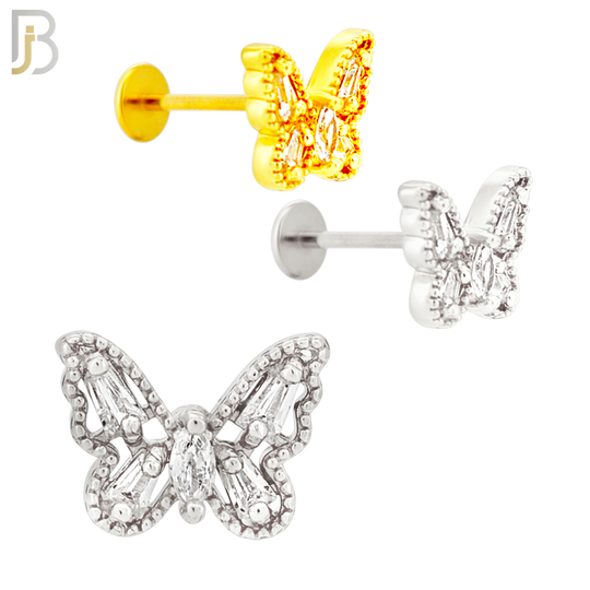 LB53 - 18g - 316L Surgical Steel Butterfly Flat Back Labret