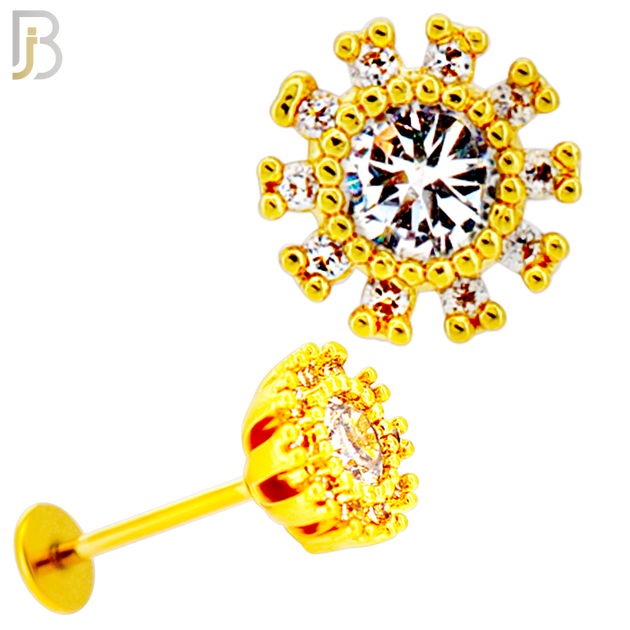 LB54 - 18g - 316L Surgical Steel Flower Flat Back Labret