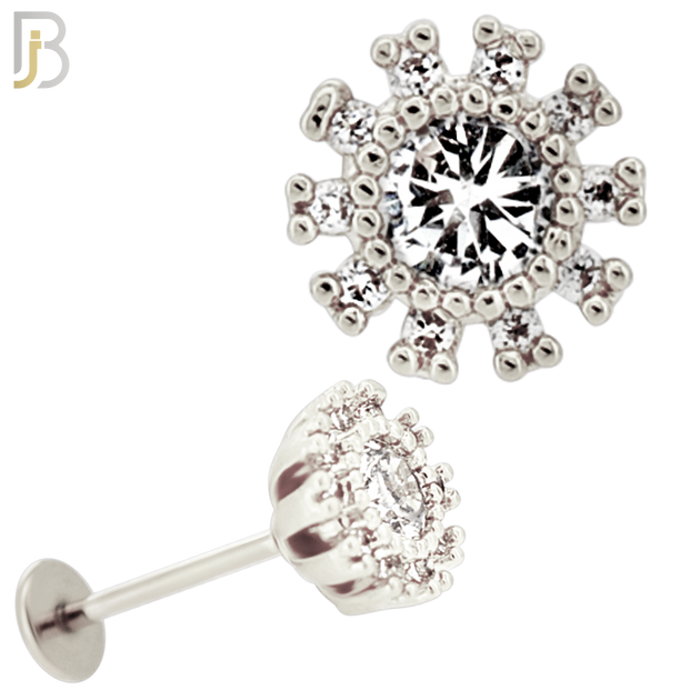 LB54 - 18g - 316L Surgical Steel Flower Flat Back Labret
