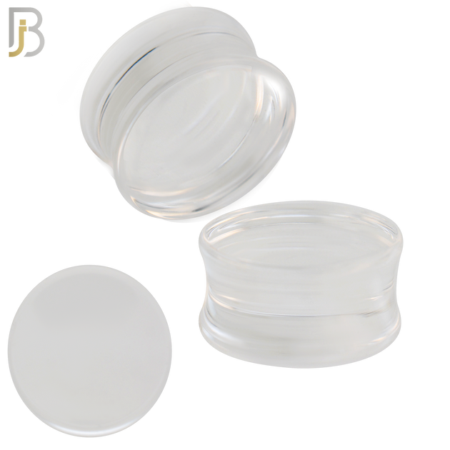 PA01C - Clear Solid Acrylic Double Flare Plug Sold as Pair