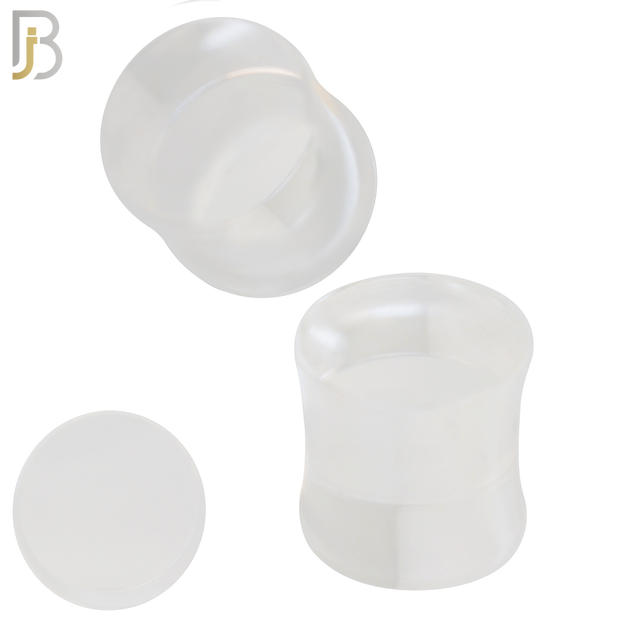PA01C - Clear Solid Acrylic Double Flare Plug Sold as Pair