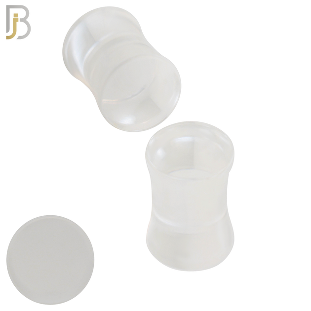 PA01C - Clear Solid Acrylic Double Flare Plug Sold as Pair