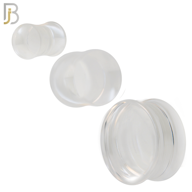 PA01C - Clear Solid Acrylic Double Flare Plug Sold as Pair