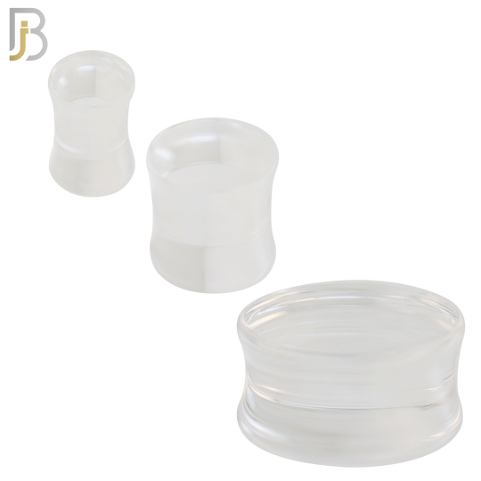 PA01C - Clear Solid Acrylic Double Flare Plug Sold as Pair