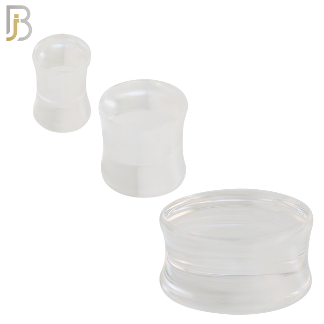 PA01C - Clear Solid Acrylic Double Flare Plug Sold as Pair