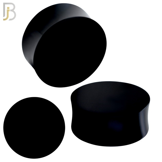 PA01K- Black Solid Acrylic Double Flare Plug Sold as Pair