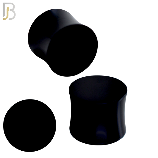 PA01K- Black Solid Acrylic Double Flare Plug Sold as Pair