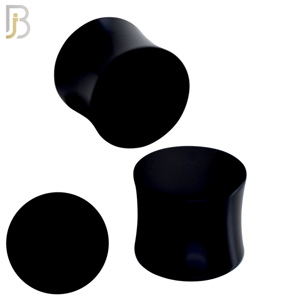 PA01K- Black Solid Acrylic Double Flare Plug Sold as Pair