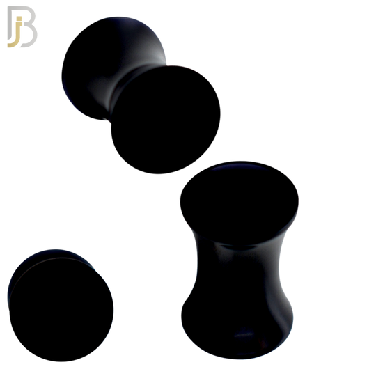 PA01K- Black Solid Acrylic Double Flare Plug Sold as Pair