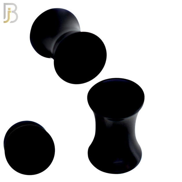 PA01K- Black Solid Acrylic Double Flare Plug Sold as Pair