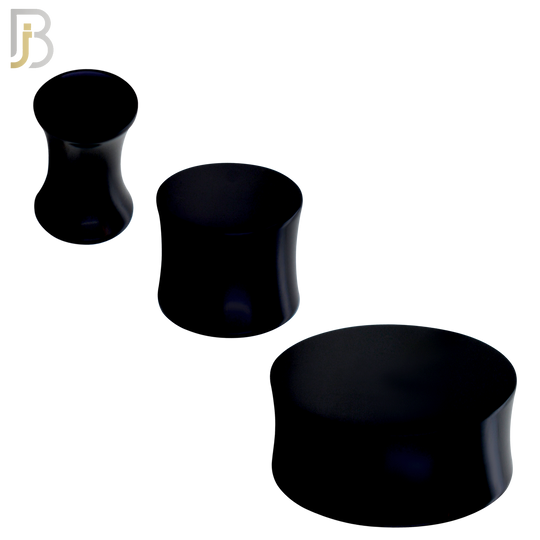 PA01K- Black Solid Acrylic Double Flare Plug Sold as Pair