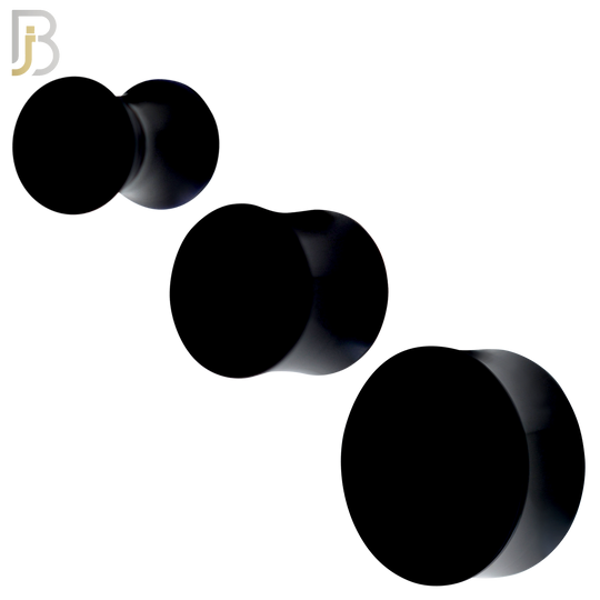 PA01K- Black Solid Acrylic Double Flare Plug Sold as Pair