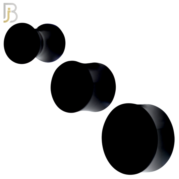 PA01K- Black Solid Acrylic Double Flare Plug Sold as Pair