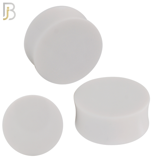 PA01W - White Solid Acrylic Double Flare Plug Sold as Pair