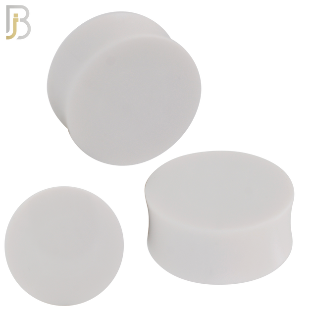 PA01W - White Solid Acrylic Double Flare Plug Sold as Pair
